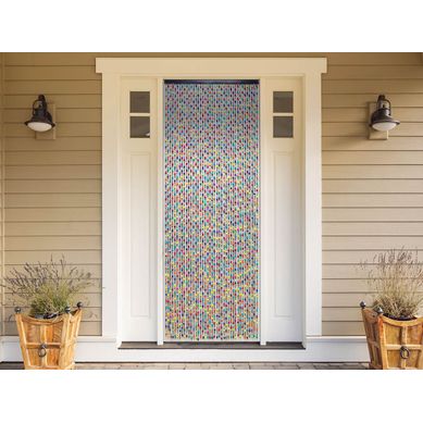 Rideau De Perles En Bois Coloré - 90x200 Cm - Multicolore