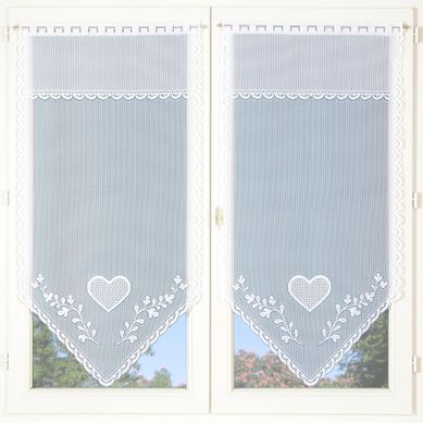 Paire De Petits Voilages Cœur En Pointe - 60x160 Cm - Blanc