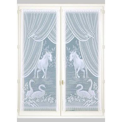 Paire De Petits Voilages Esprit "equestre" - 60x120 Cm - Blanc