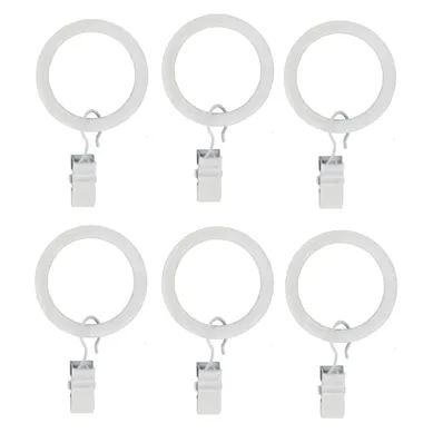 6 anneaux pince Ø 2 cm  Blanc vue de face