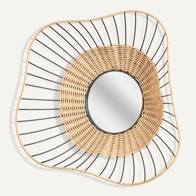 Miroir Mural Rotin Et Métal 55cm Fsc