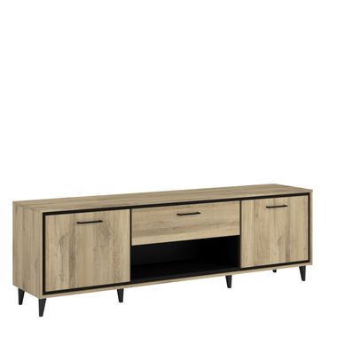 Meuble TV 55 Pouces 136 Cm Chêne Et Noir - Caemmum - Meubles D Appoint - SEJOUR - Maison