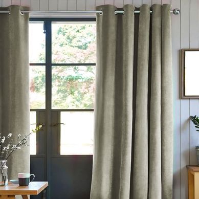Rideau À oeillets Velours 100% Polyester 140x250 Cm Taupe