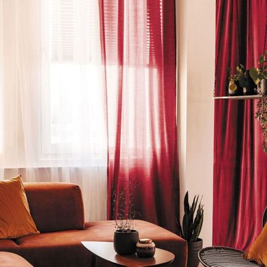 Voilage À Oeillets 100% Coton Rouge 105x250 - Cotonnade