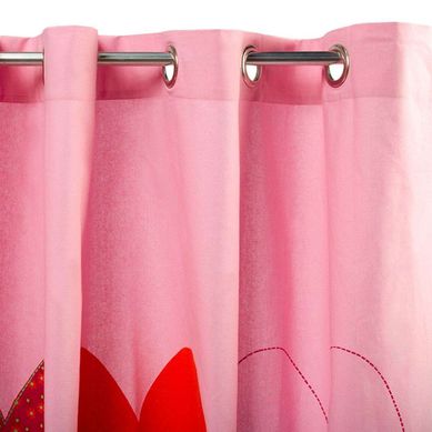 Rideau 100% Coton À Motifs Cœur Rose 150x250 - Cœur