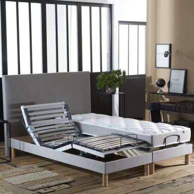 Sommier électrique Motorisé 140x190 Cm – Orthopédique, Lattes Bois, Evergreenweb