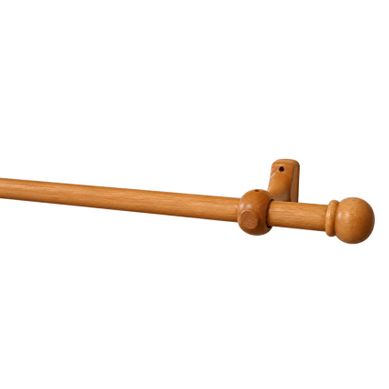 Kit Tringle À Rideaux En Bois Embouts Anglais D20 Mm - 180 Cm - Marron Clair