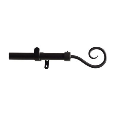 Kit Tringle À Rideaux Fixe Avec Embouts Crosse D20mm - 180 Cm - Noir