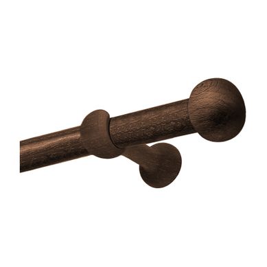 Kit Tringle À Rideaux En Bois Hêtre D28 Mm - 180 Cm - Marron Foncé