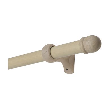 Kit Tringle À Rideaux En Bois Avec Embouts Ronds D28 Mm - 180 Cm - Naturel