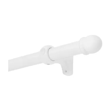 Kit Tringle À Rideaux En Bois Avec Embouts Ronds D28 Mm - 180 Cm - Blanc Laqué