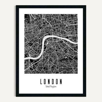 Tableau 30x40 cm MAP LONDON Lario noir Tableau 30x40 cm MAP LONDON Lario noir vue de face
