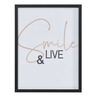 Image 30x40 cm SMILE AND LIVE Noir / Blanc Image 30x40 cm SMILE AND LIVE Noir / Blanc vue de face