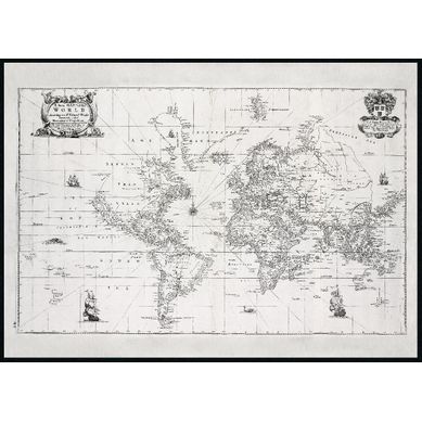 Toile 50x70 cm CARTE VINTAGE Lario noir vue de face