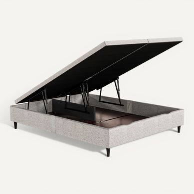 Lit coffre manuel 2x90x200 cm NUIT FAUBOURG TRIOMPHE 2 gris chiné vue 3/4