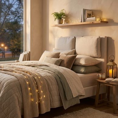 Tête de lit beige L.220 cm NUIT FAUBOURG VOLUPTE vue d'ambiance 1