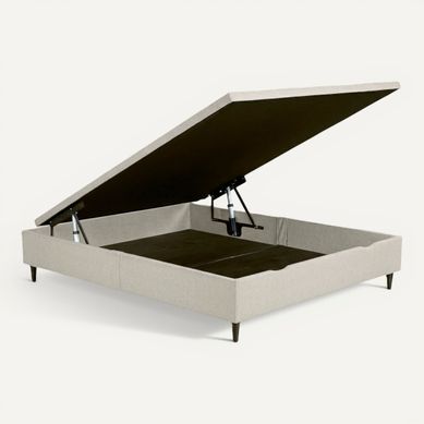 Lit coffre manuel 140x190 cm NUIT FAUBOURG TRIOMPHE 2 beige vue 3/4
