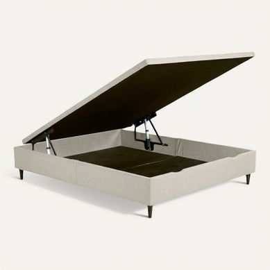Lit coffre manuel 2x90x200 cm NUIT FAUBOURG TRIOMPHE 2 beige vue 3/4