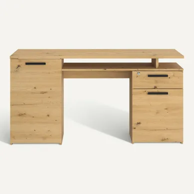 Bureau droit MINISTER Imitation chêne artisan vue de face
