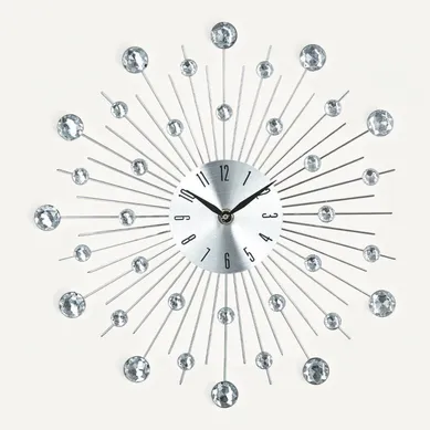 Pendule Alu Strass D.33cm