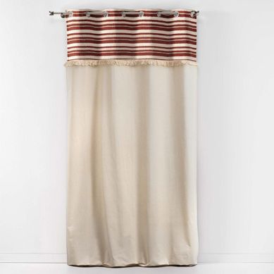 Rideau À Oeillets 140x240 Uni Top Tissé Franges Atlas Terracotta Coton