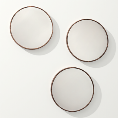 Lot De 3 Miroirs Diam 26cm Effet Bois