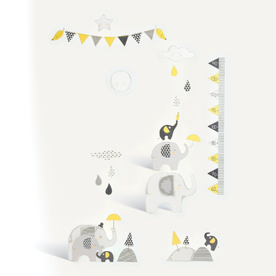 Stickers Muraux Eléphant  En Papier Gris