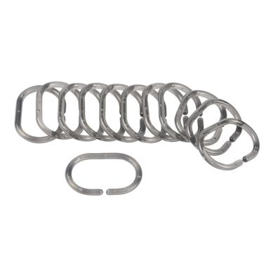 Lot De 12 Anneaux De Rideau De Douche Translucides "vitamine Ii" 6cm Anthracite