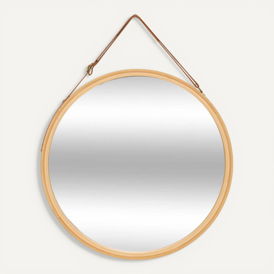 Miroir Mur Cuir Rond Bam D38
