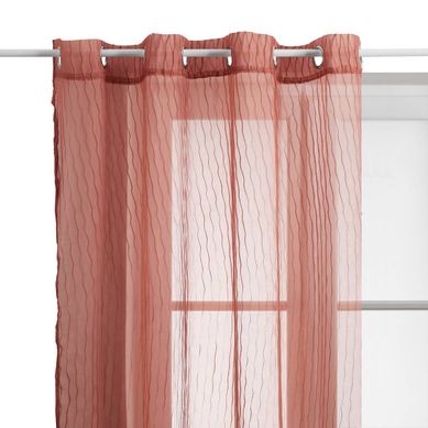 Voilage Mila Rayures Texturées140x240cm Terracotta