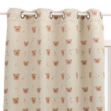Rideau Occultant Enfant Billie 140x260cm Beige Motif Oursons