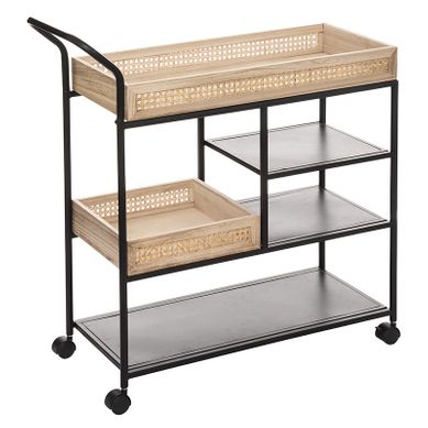 Atmosphera Desserte Cuisine Gustaf Noir - 67x35x81cm, MDF Et Métal, Charge 11kg Max
