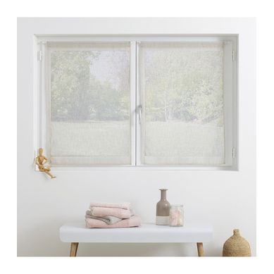 Lot De 2 Voilages Vitrage Beige Lin 60 X 90 Cm