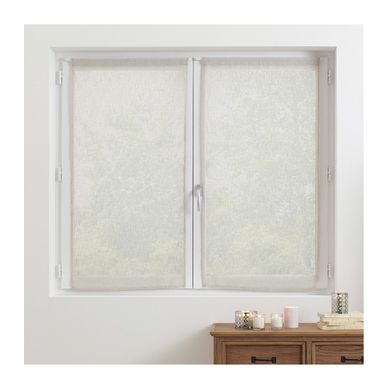 Lot De 2 Voilages Vitrage Beige Lin 60 X 120 Cm