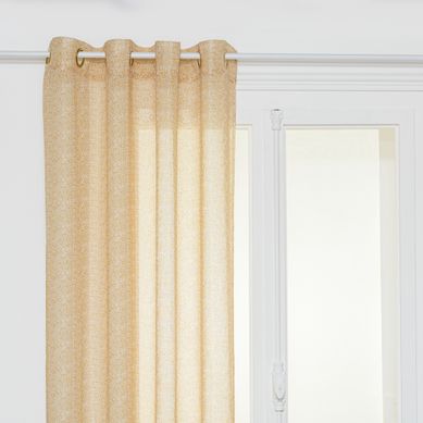 Voilage à Oeillets Cannelle Aspect Lin Avec Motifs 140 X 240 Cm