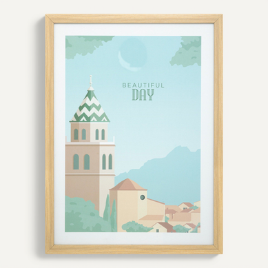 Affiche Encadrée et Sous-verre Beautiful Day 30 X 40 Cm