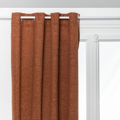 Rideau à Oeillets Occultant Et Isolant Effet Bouclette Terracotta 140 X 260 Cm