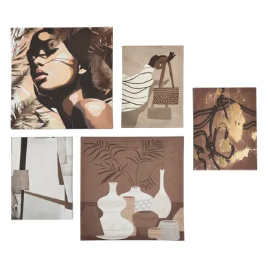 Assorti set 5 toiles 25x25 cm CYNTHIA Marron Assorti set 5 toiles 25x25 cm CYNTHIA Marron vue 3/4