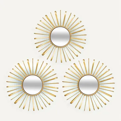 Lot De 3 Miroirs Ronds D24 Warren Métal Doré Atmosphera