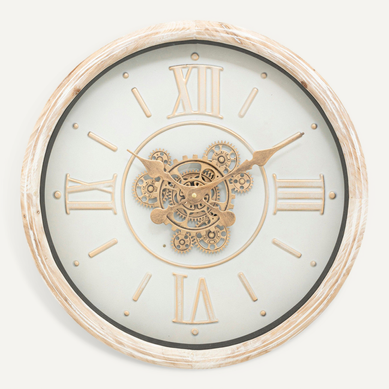 Pendule Murale Look Vintage Avec Rouages Mobiles D 49.5 Cm