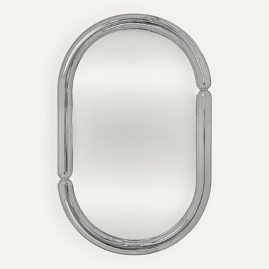 Miroir ovale H. 55 cm MICAELA Argenté vue de face