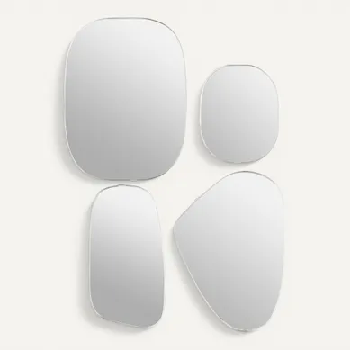 Lot de 4 miroirs organiques ROMAN Argenté vue de face