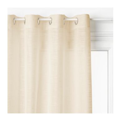 Voilage à Oeillets Beige Lin Aspect Satiné 140 X 240 Cm