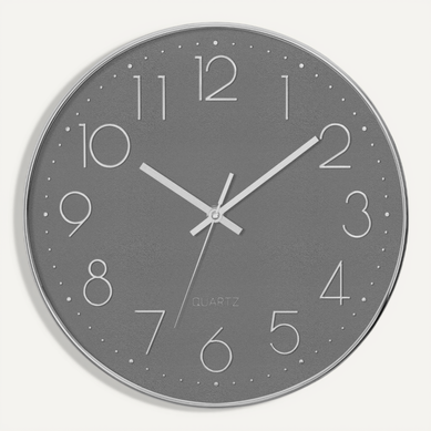 Pendule Murale Silencieuse Contour Argent D 30 Cm