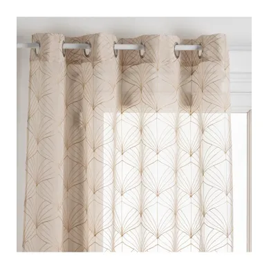 Voilage à Oeillets Beige Lin Motif Brodé 140 X 240 Cm Voilage à Oeillets Beige Lin Motif Brodé 140 X 240 Cm