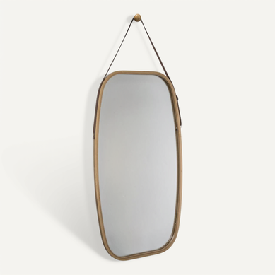 Miroir Ovale Lanière Cuir 77x43cm
