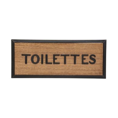 Plaque De Porte En Métal Noir Et Bois 22 X 9 Cm