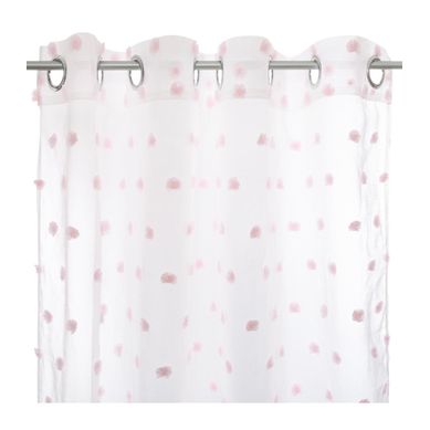 Rideau Voilage Multi Pompons Rose 140 X 240 Cm
