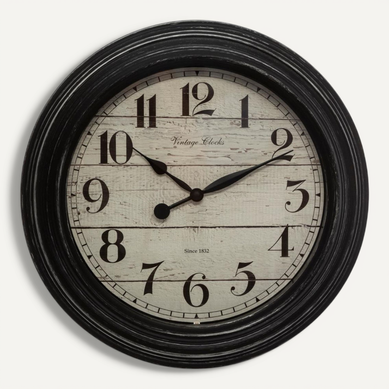 Pendule Murale Moulure Noir D 29 Cm