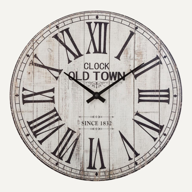 Pendule Murale En Bois Aspect Vieilli D 38 Cm